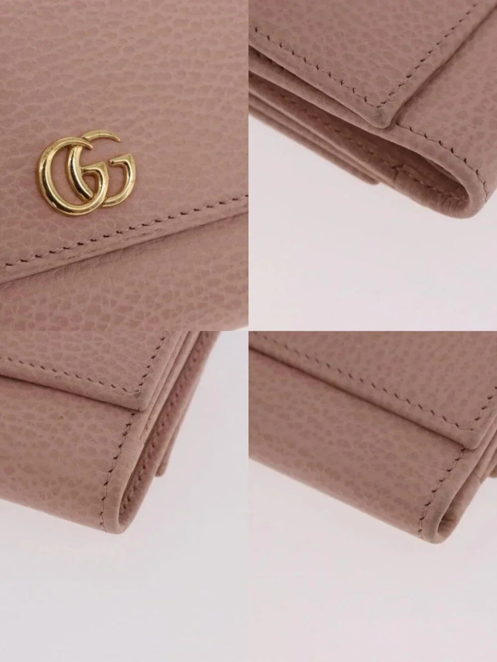GUCCI GG Marmont Wallet Leather Pink Gold 524672 Auth 186349M